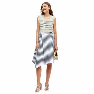 Anthropologie Blue and White Striped Asymmetric A-Line Skirt
